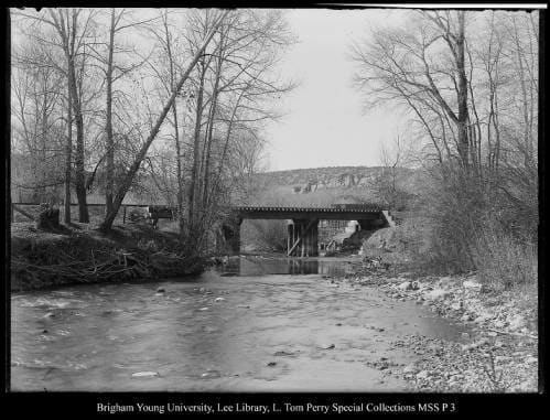 [Rail Road Bridge, Chalk Creek] by George Beard  Image: Railroad bridge crossing a creek.