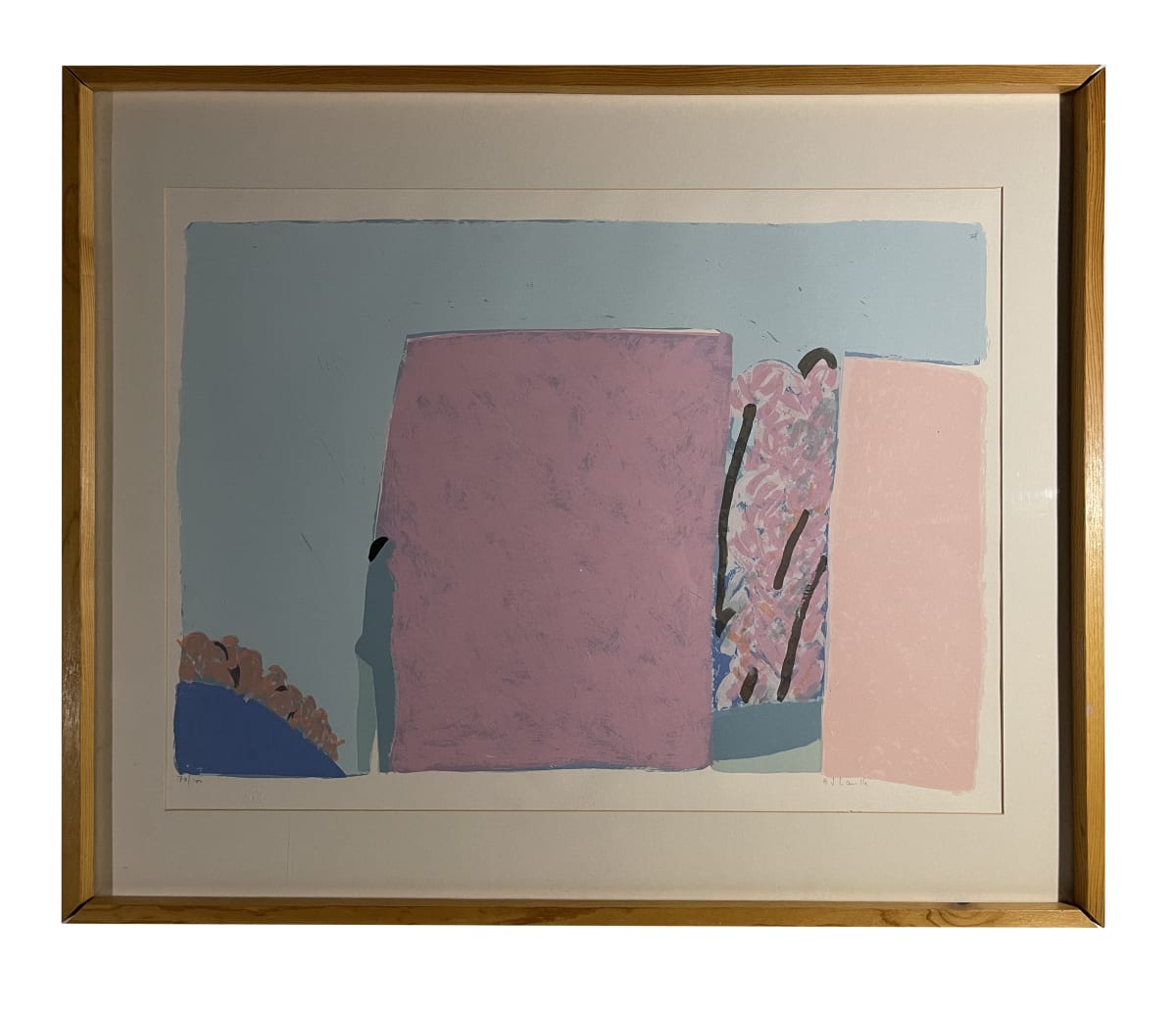 Woman Walking by a Pink Fence (Mujer caminando junto a barda rosa) by Joy Laville 