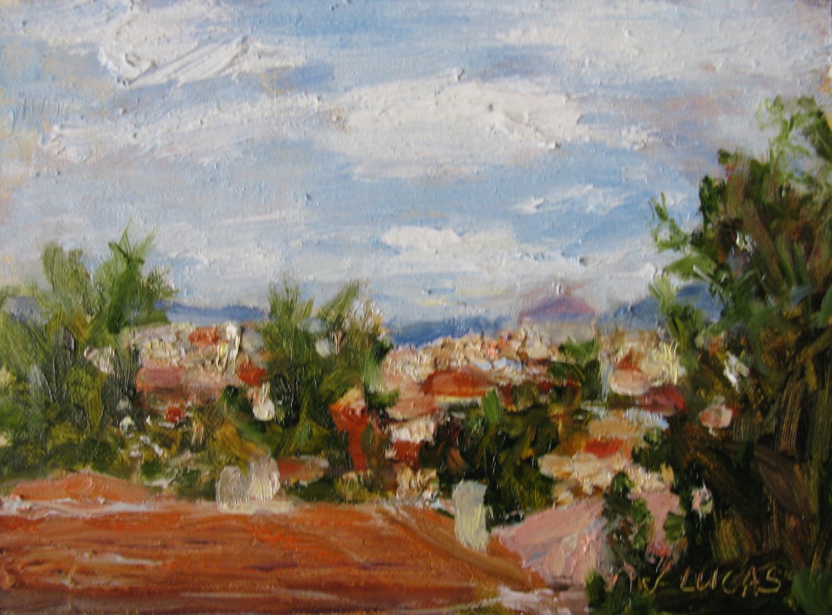 Rose Colored Rooftops by Janet Lucas Beck 