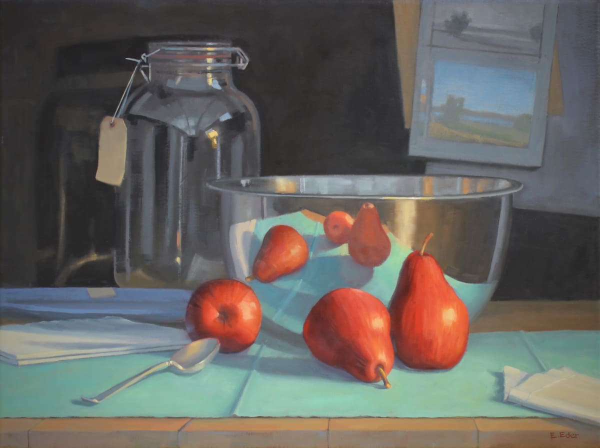 Red Pears Reflected by Eileen Eder  Image: Red Pears Reflected