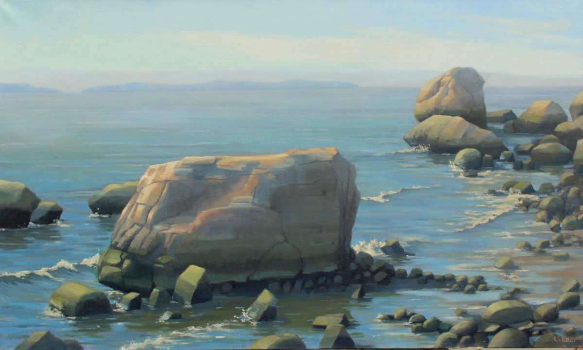 Monolith's on the Beach, Oil, 24 x 40 by Eileen Eder 