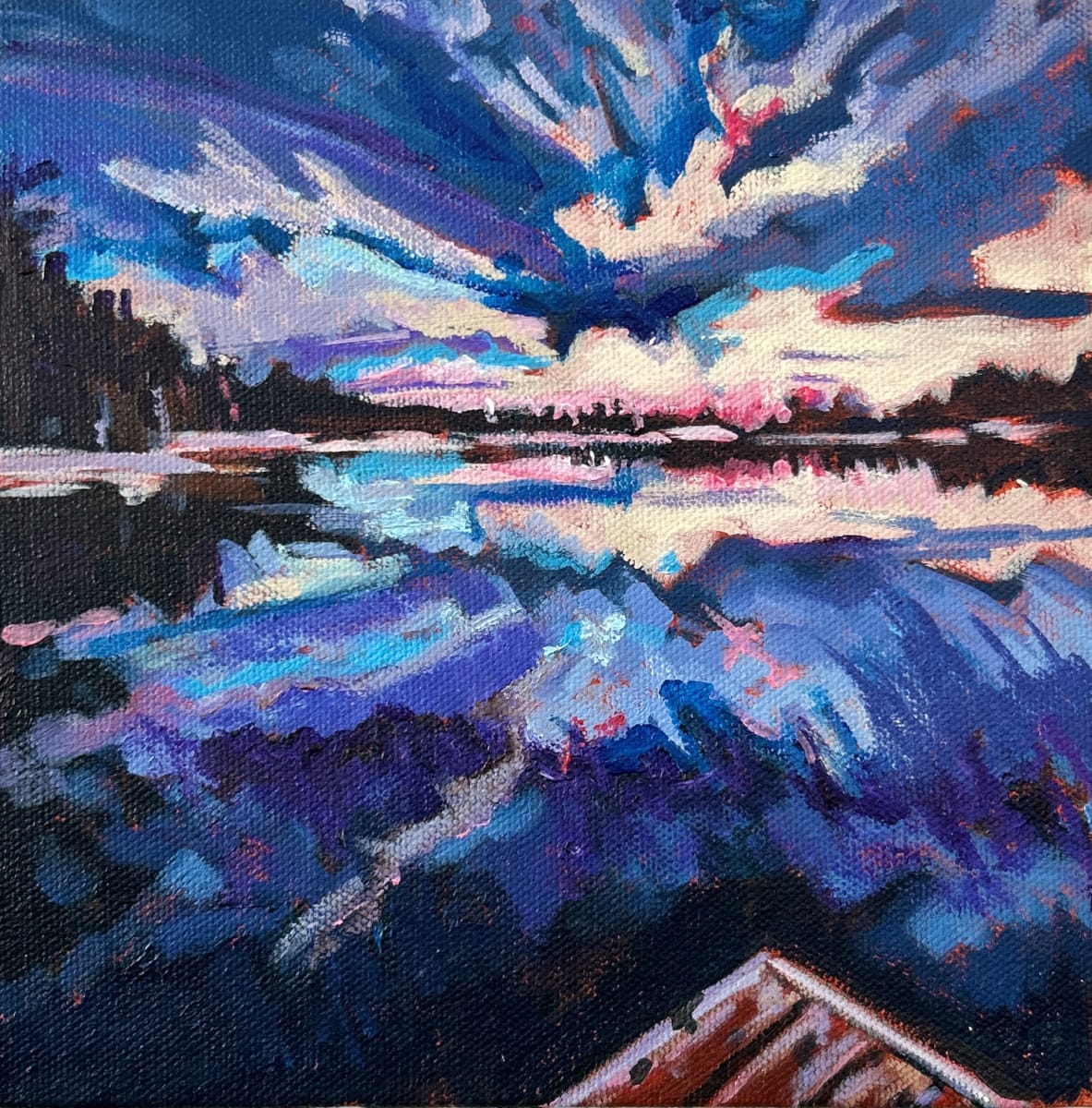 Blue and Purple Sunset, Bonnechere River by Lynne Ryall  Image: Standing on the dock looking out over this river was breathtaking!