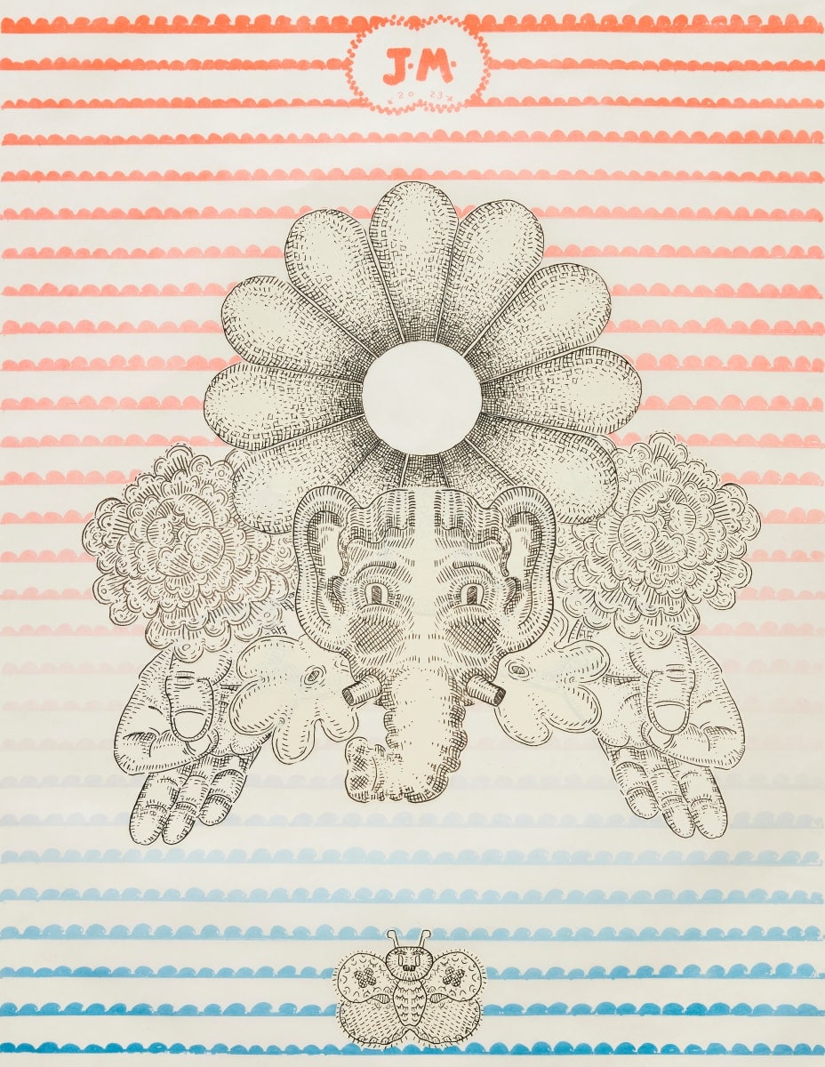 Elefant & Flowers by Jeffry Mitchell 