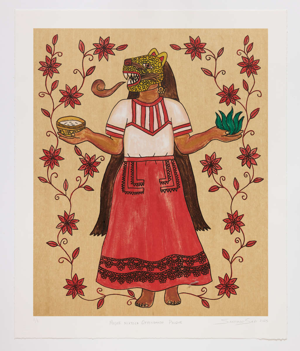 Mujer Mixteca Ofrendando Pulque 2 by Santiago Savi 