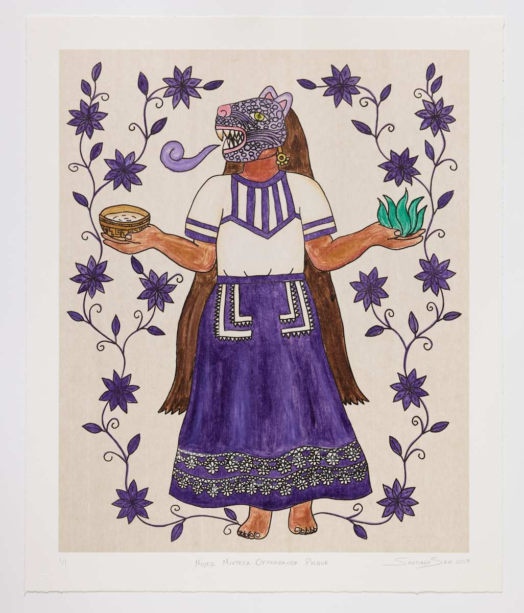 Mujer Mixteca Ofrendando Pulque 4 by Santiago Savi 