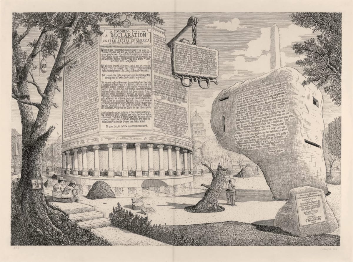 Proposal for a Monument to the Declaration of Independence (and a Pavilion to Frederick Douglass) by Sandow Birk 