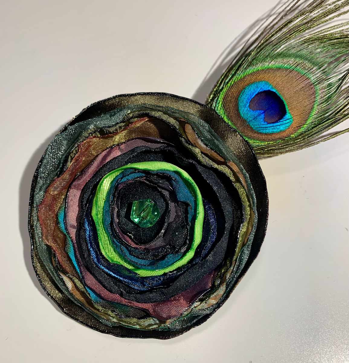 Peacock Flower Pin Clip by Eleftheria Easley, Image 1.
