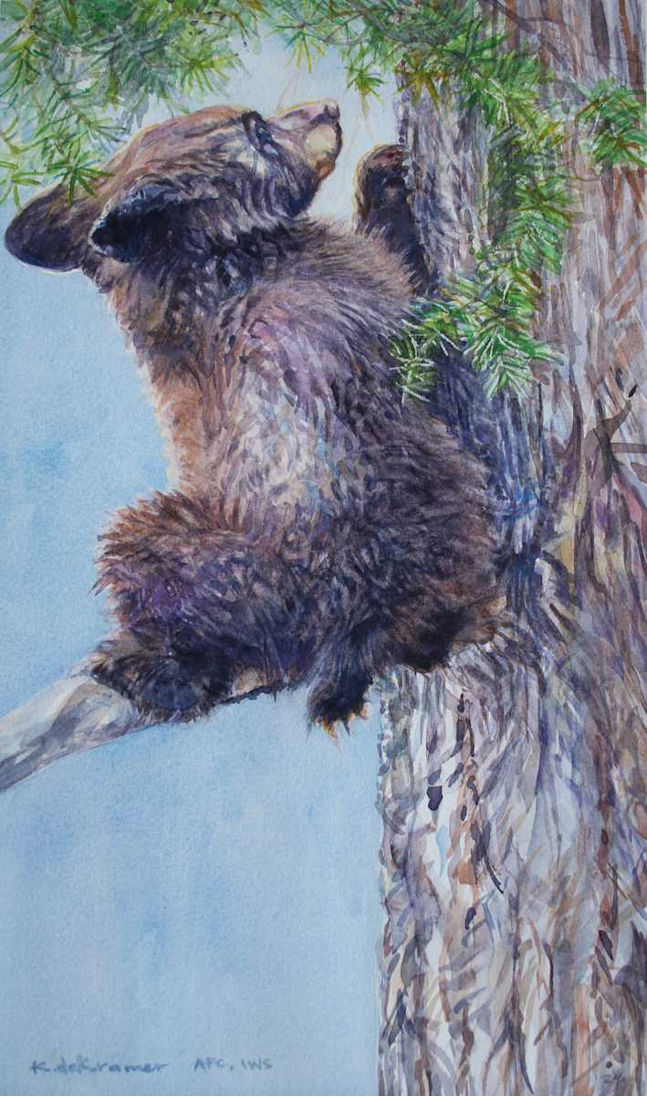 Out on a Limb by Karyn deKramer  Image: Out on a Limb - Black bear cub
