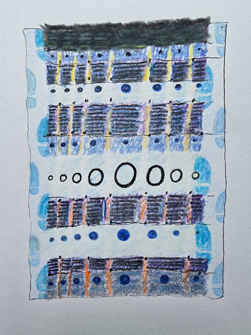 CIRCLING HOME, CROSSING OVER. H7915082025 (Sketch for a work in progress) by HB Barry Strasbourg-Thompson BFA 