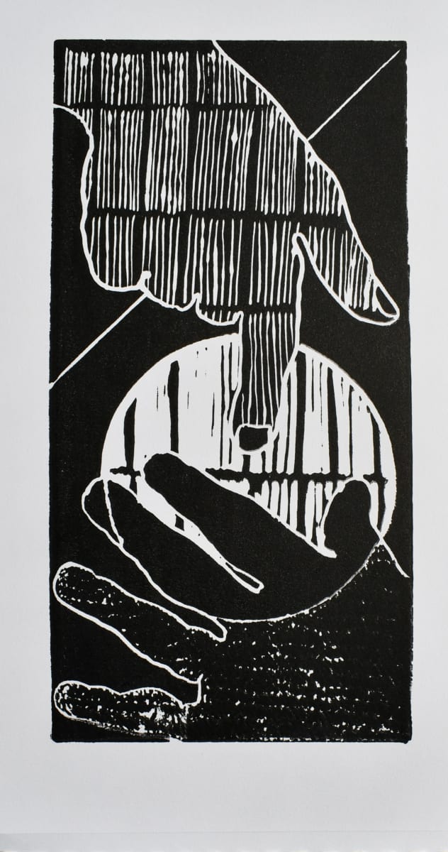 Conscious Contact: Staying in Touch   H7610082022 (Linocut AP)  Image: This hand pulled print is part of the early Artist Proof edition. Additional Artist Proof prints are available in various editions/inkings. 