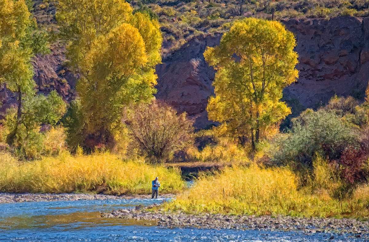 Fisherman, Eagle River, in Fall by Lewis Jackson, Image 1.
