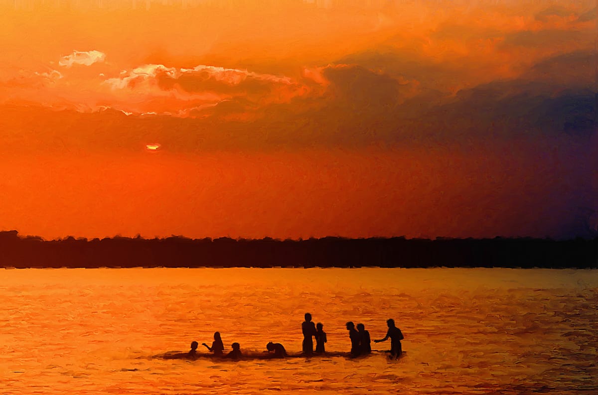 Swimmers at Dusk, Image 1.