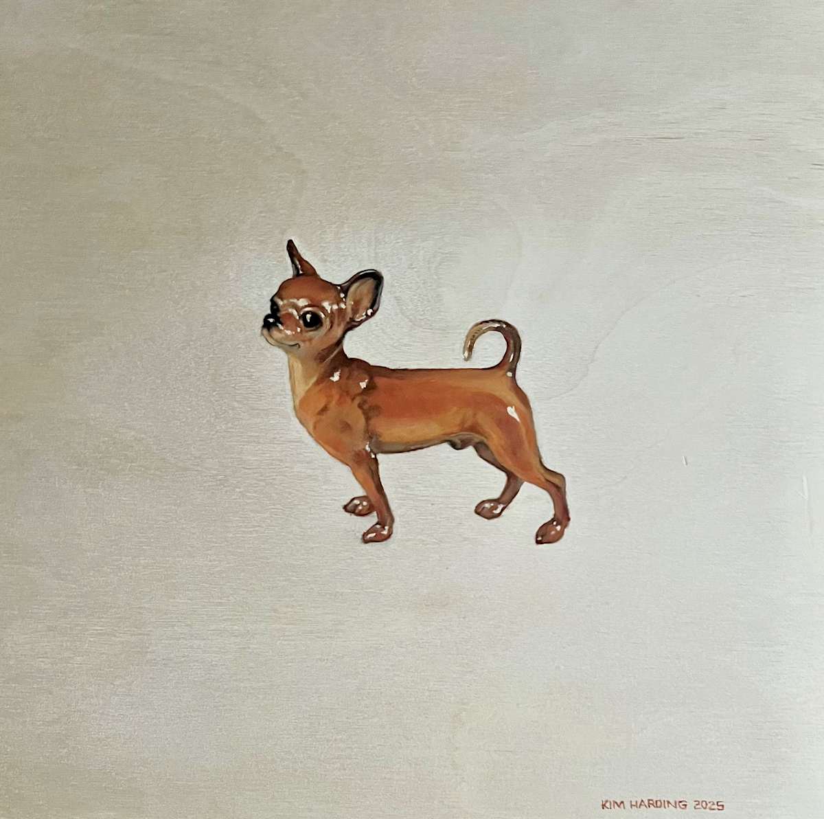 Chihuahua Figurine by Kim Harding  Image: "Chihuahua Figurine" 30 x 30 oil on board