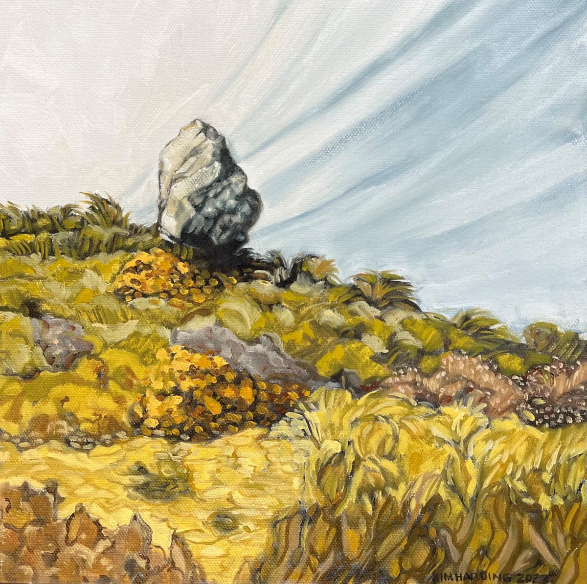 Hump Ridge Rock by Kim Harding  Image: "Hump Ridge Rock" Oil on Canvas 30 x 30cm 