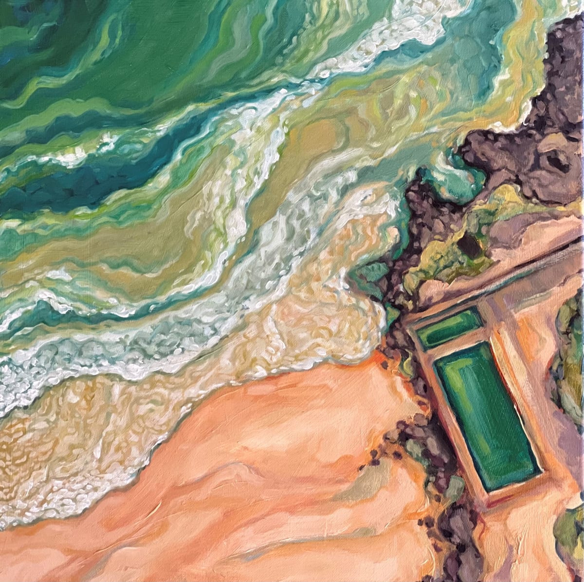 Main Beach Pool  Image: 30 x 30cm Oil on Canvas
