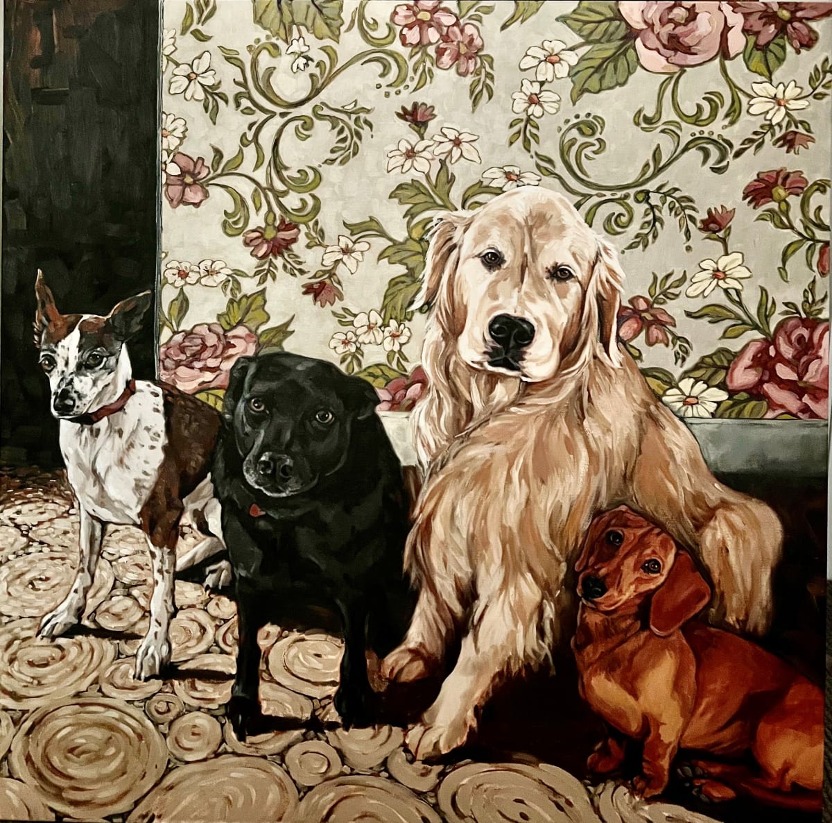 Puppy Love by Kim Harding  Image: "Puppy Love" 73 x 73cm Oil on Canvas