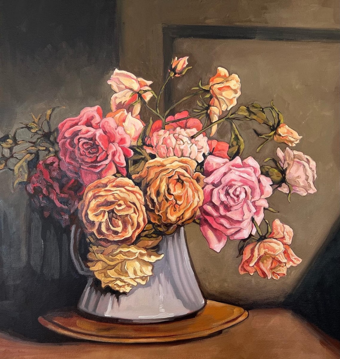 Rose Bomb by Kim Harding  Image: "Rose Bomb" oil on canvas 70 x 50cm