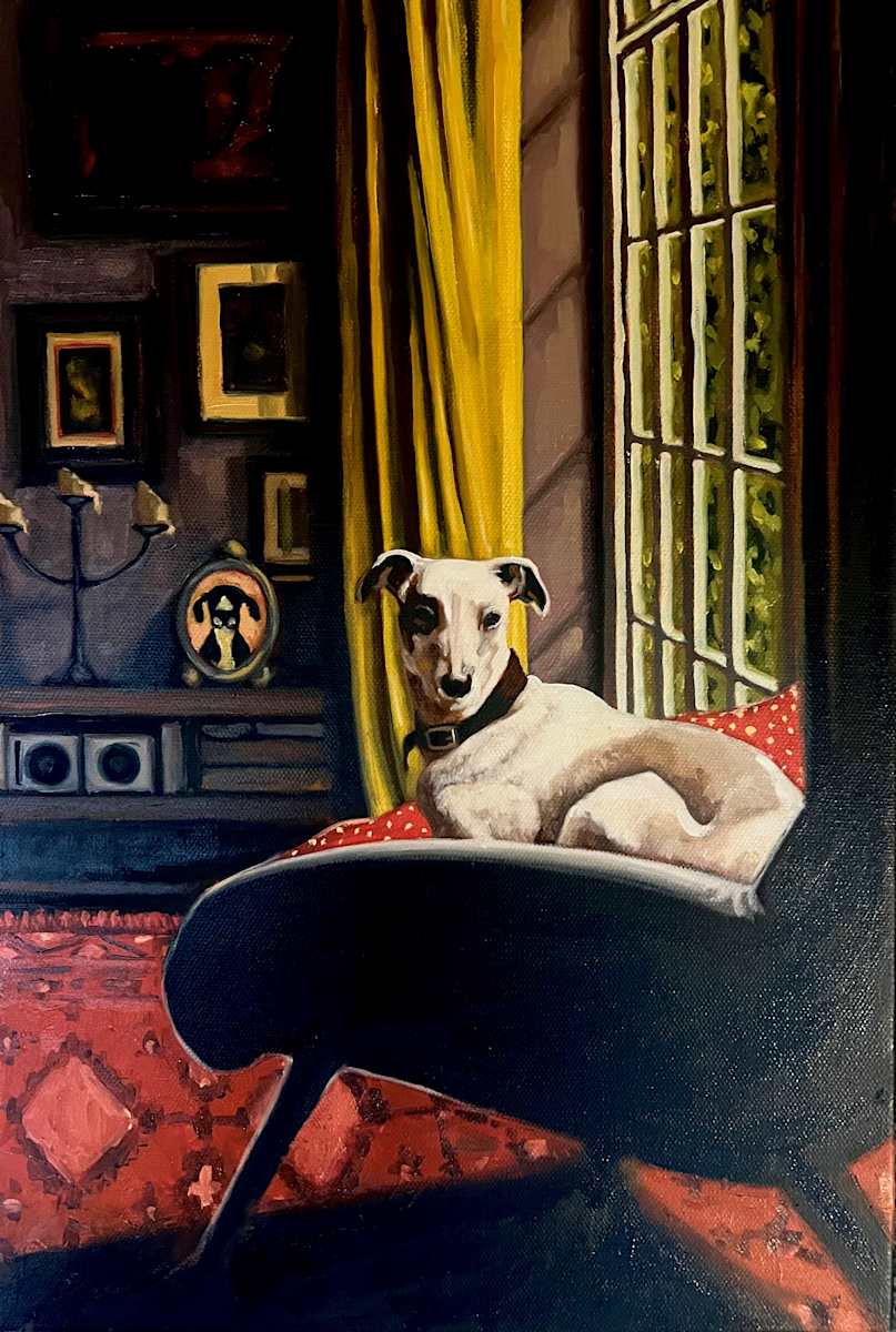 The Window Seat by Kim Harding  Image: "The Window Seat" 45 x 31 Oil on canvas