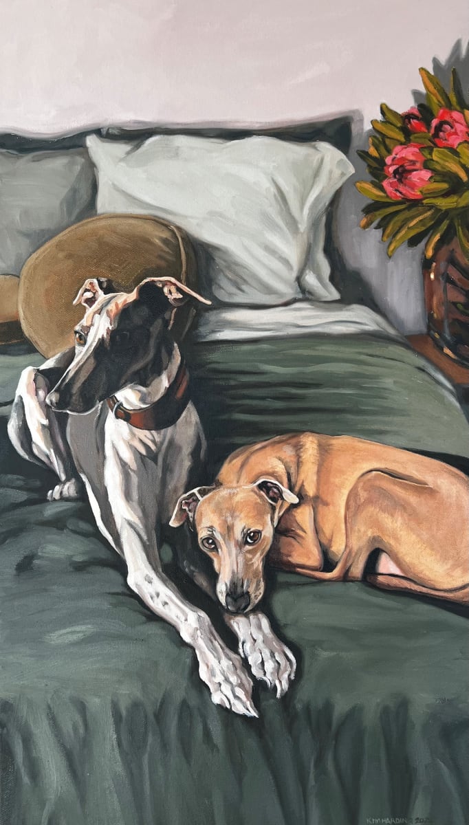 Two Dogs by Kim Harding  Image: "Two Dogs" 70 x 40cm Oil on Canvas