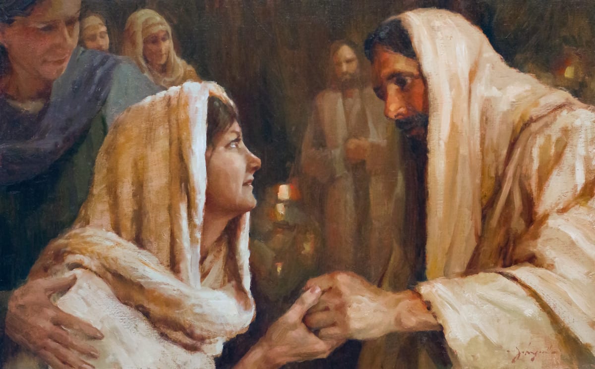 "He Touched Her Hand...and She Arose" (Matthew 7:14-15) (Healing of Peter's Mother-in-Law) by James L Johnson 
