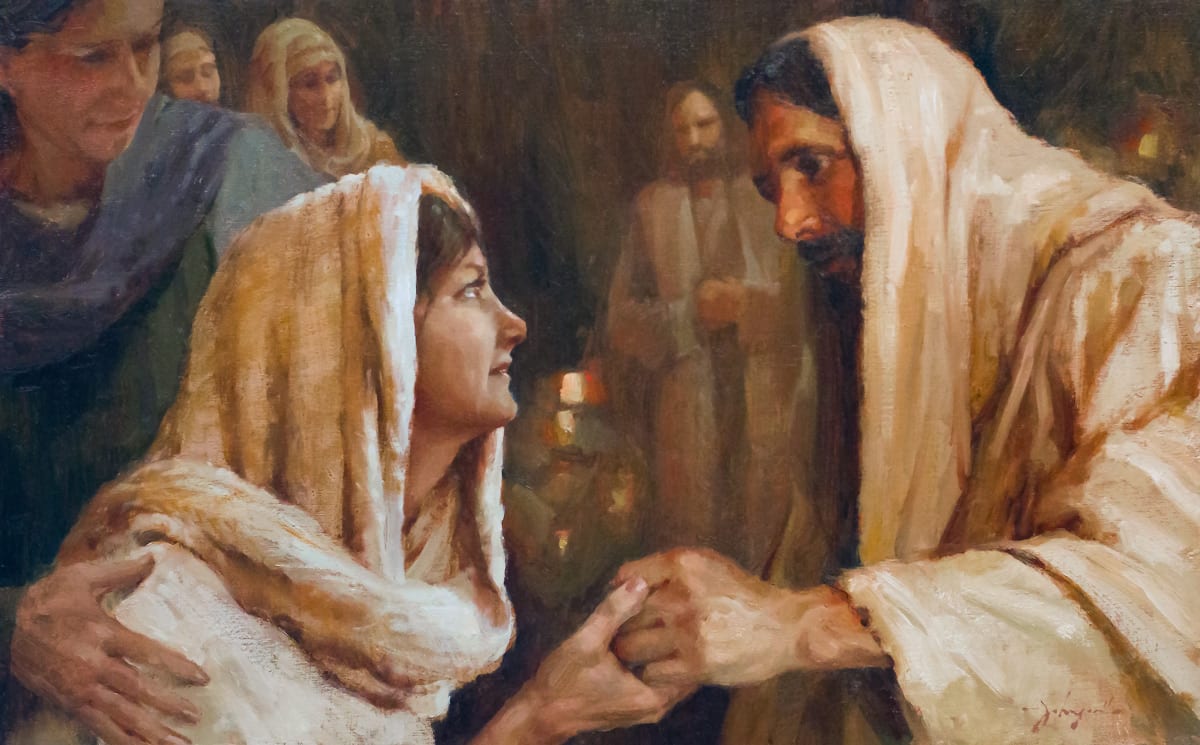 "He Touched Her Hand...and She Arose" (Matthew 7:14-15) (Healing of Peter's Mother-in-Law) by James L Johnson, Image 2.
