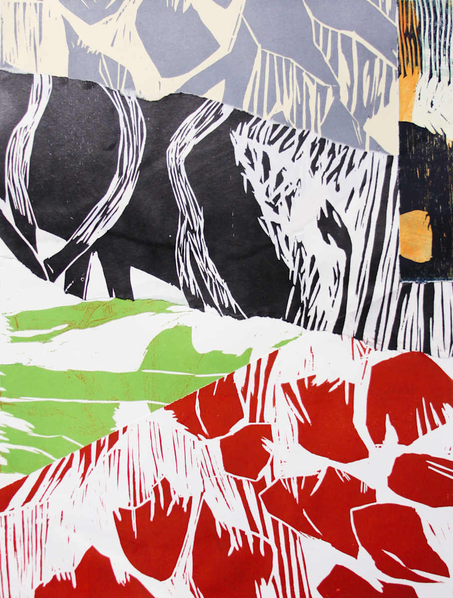 Autumn Series I by Michael Rich  Image: Autumn Series I, 2024, woodcut collage, 24 x 18in (30 x 22 in paper)