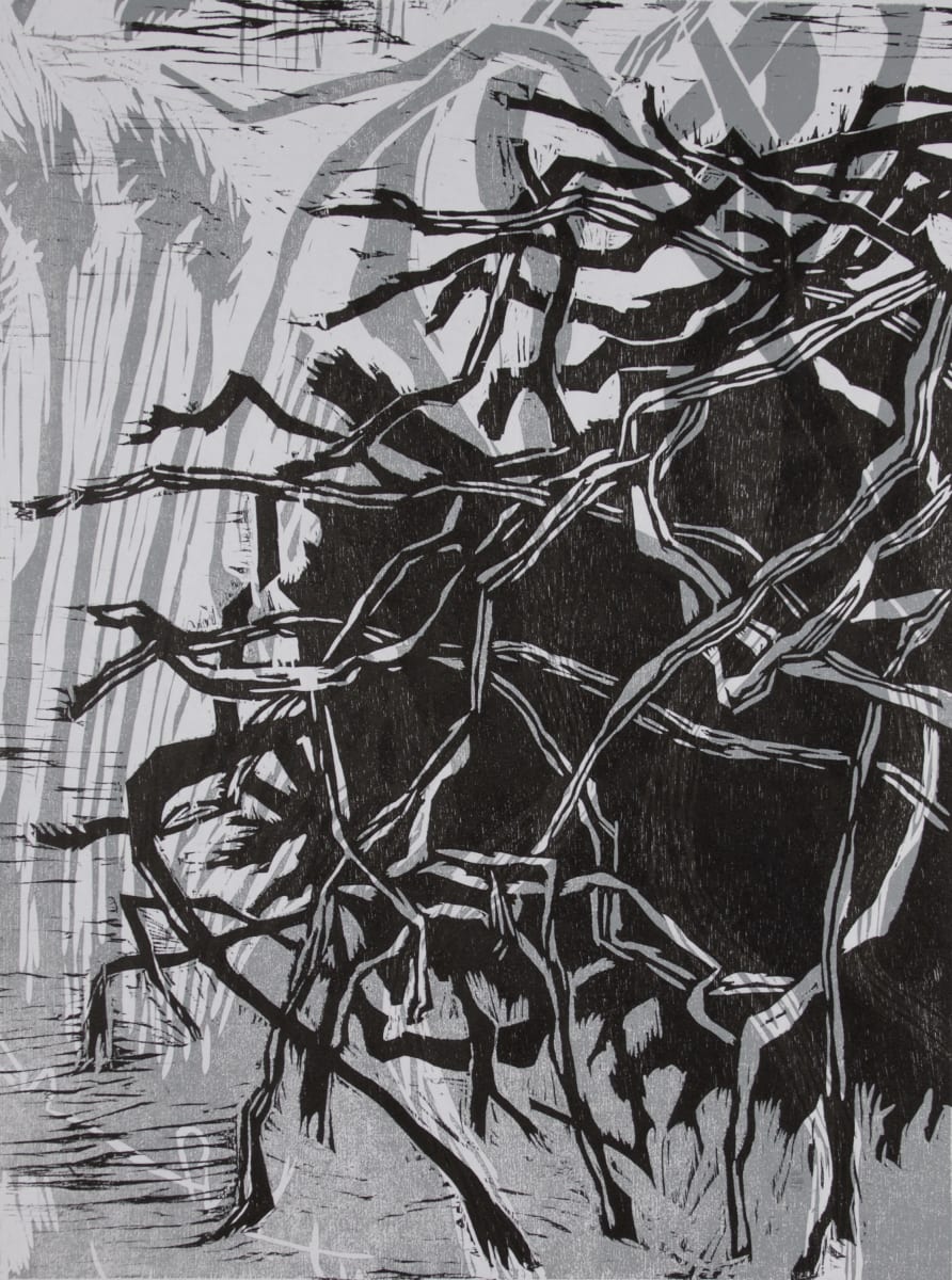 Osprey Nests V by Michael Rich  Image: Osprey Nests V, 2016, woodcut, 24 x 18 in