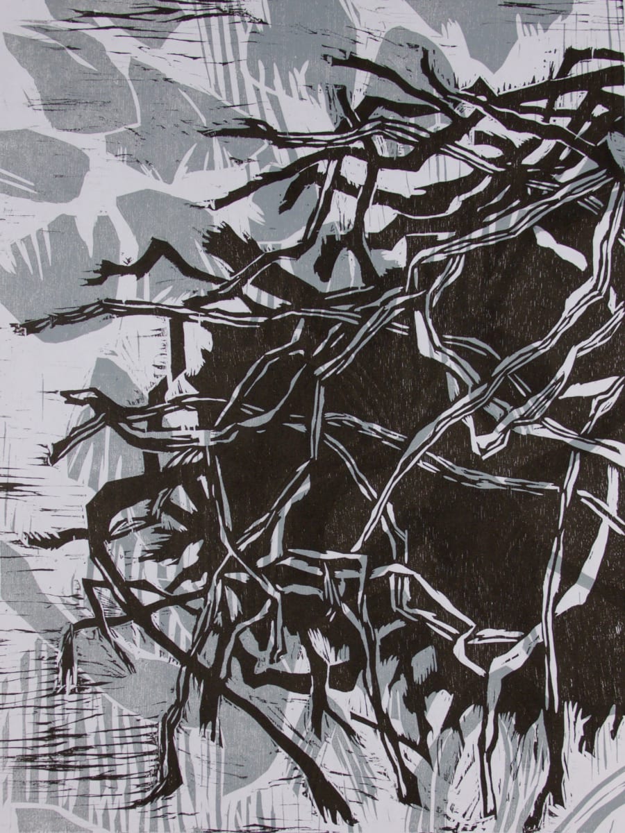 Osprey Nests VI by Michael Rich  Image: Osprey Nests VI, 2016, woodcut, 24 x 18 in