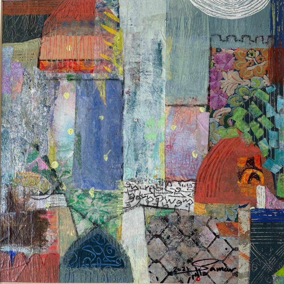 Oriental Glimpses - 454 by Samar Albader  Image: Mixed Media painting, with White Matt Board.
Framed Size:   45x45cm
Painting size : 30x30cm
Ready to Hang