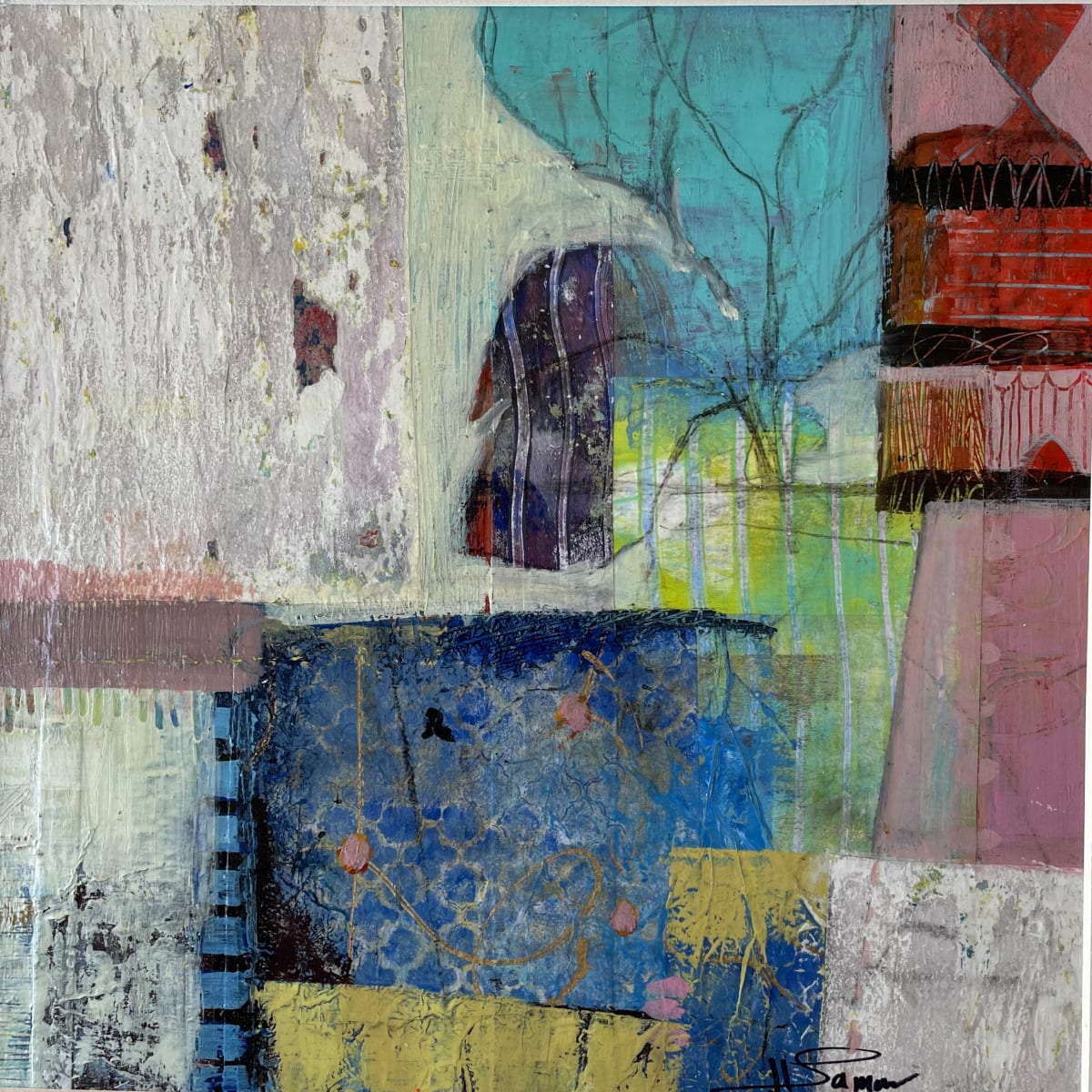 Oriental Glimpses - 456 by Samar Albader  Image: Mixed Media painting, with White Matt Board.
Framed Size:   45x45cm
Painting size : 30x30cm
Ready to Hang