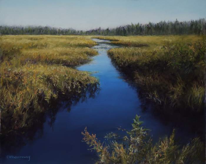 Blue Sky Serenity in the Marsh by Cathy Lorraway Art 