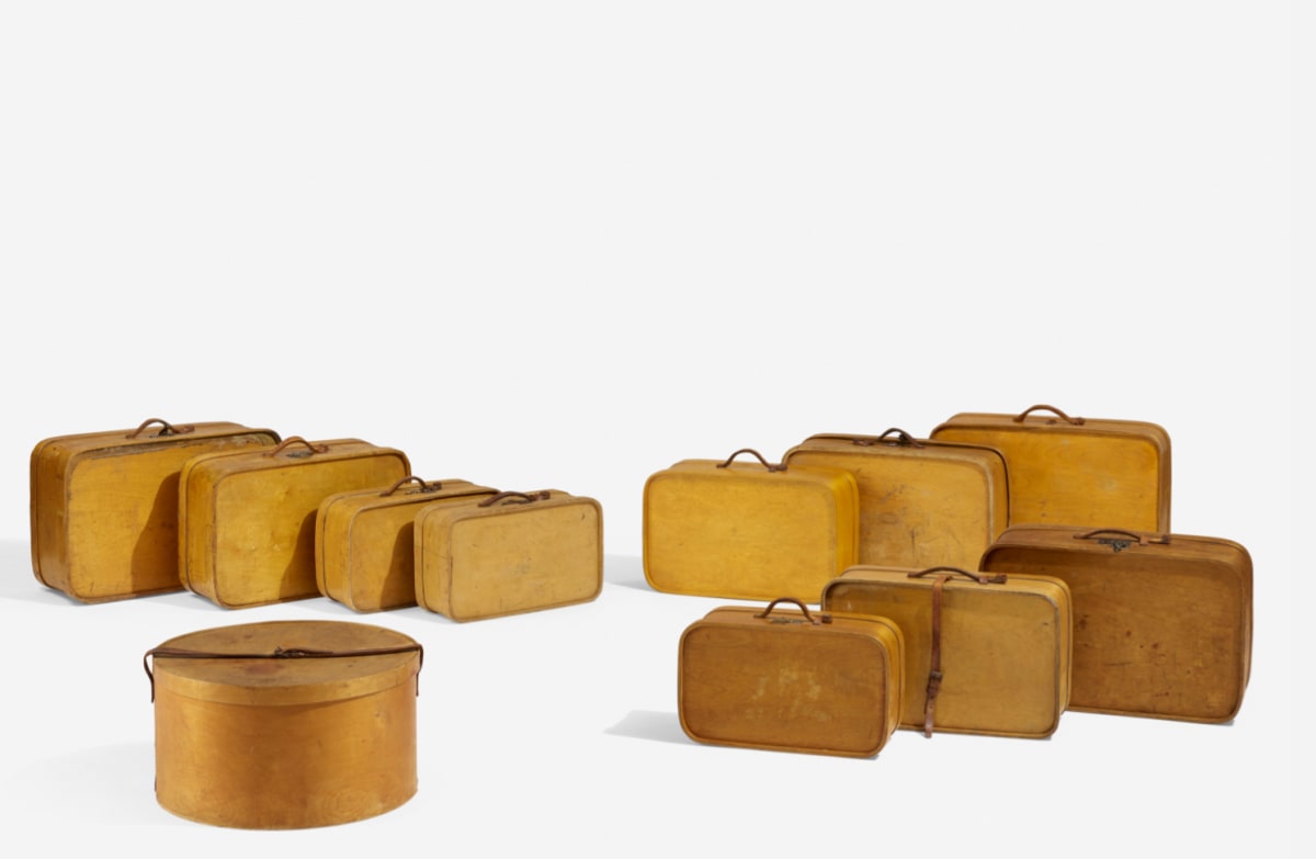 Collection of Wood Luggage, Finland 1930 by Joh. Parviaisen Tehtaat Oy 