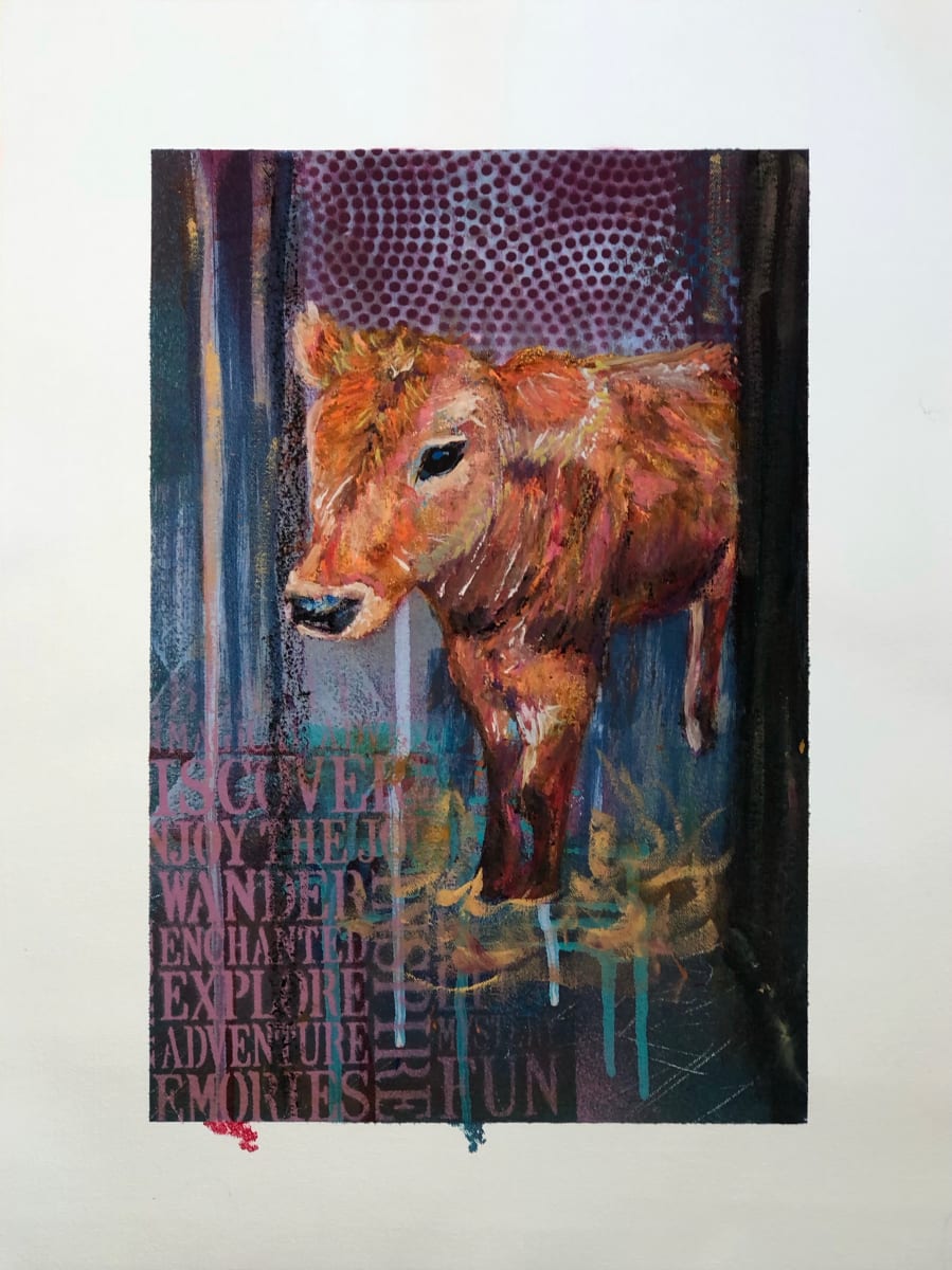 Kiss the Calf  Image: 'Kiss the Calf', 12 x 8" on unstretched canvas