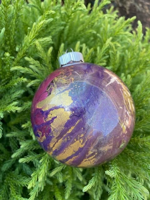 Celebration Collection #3 by Shannon Juliano  Image: rich deep swirled purples, gold, glitter, 