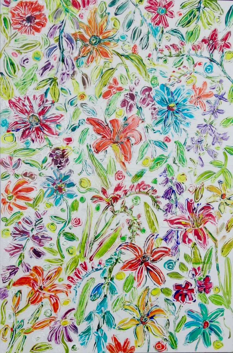 Field of Flowers by Flora Doehler  Image: Field of Flowers ©Flora Doehler, 2023. 36" x 24". Acrylic on Canvas, $1500