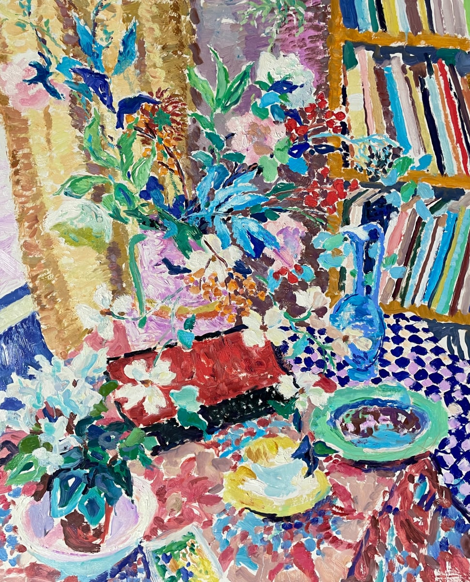 Peonies by the Bookcase by Hugo Grenville, Image 2.