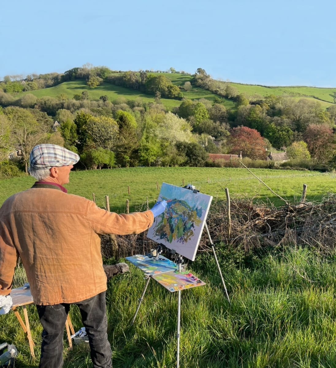 Media Images  Image: Hugo painting the Dorset landscape - April 2022.