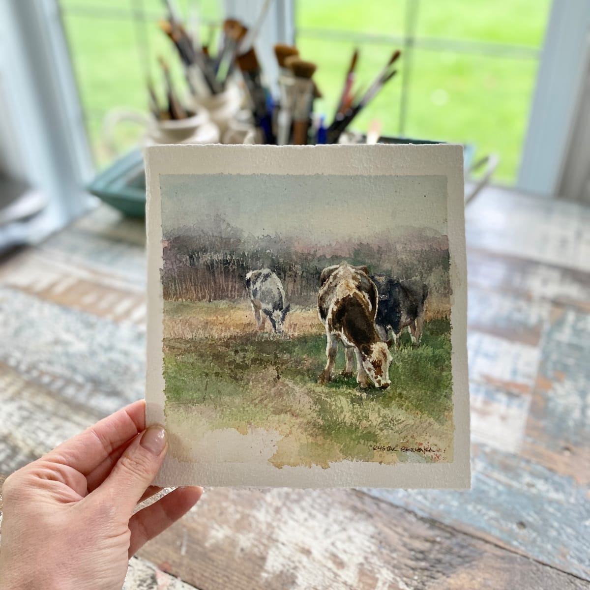 Young Grazers, watercolour study 