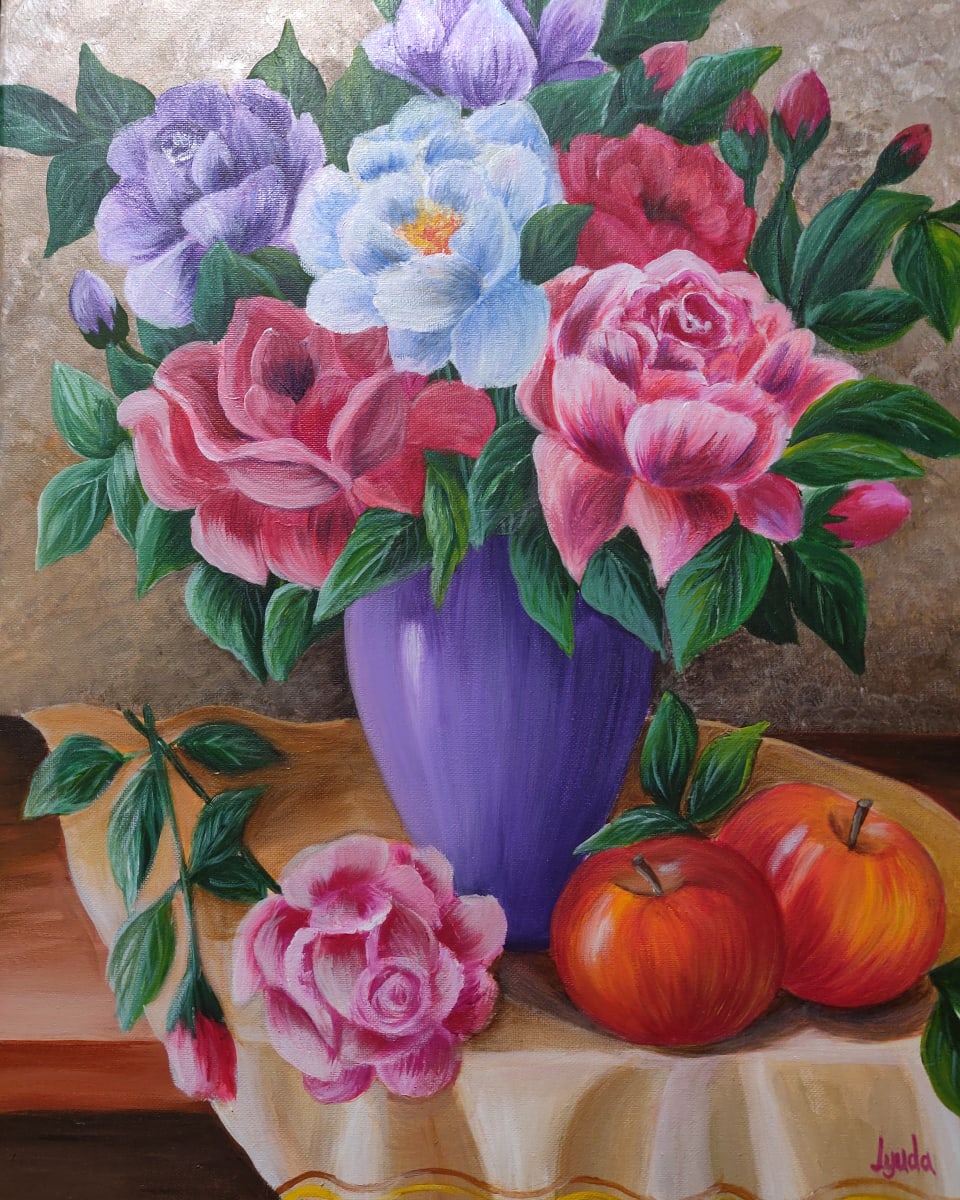 Roses and apples by Lyuda Morhun 