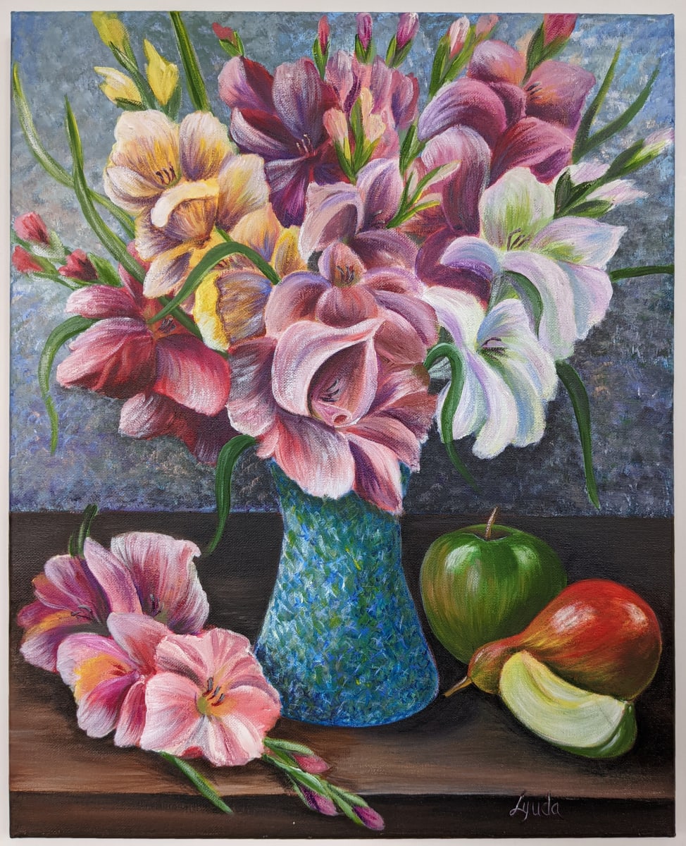 Gladioluses with Pears by Lyuda Morhun 