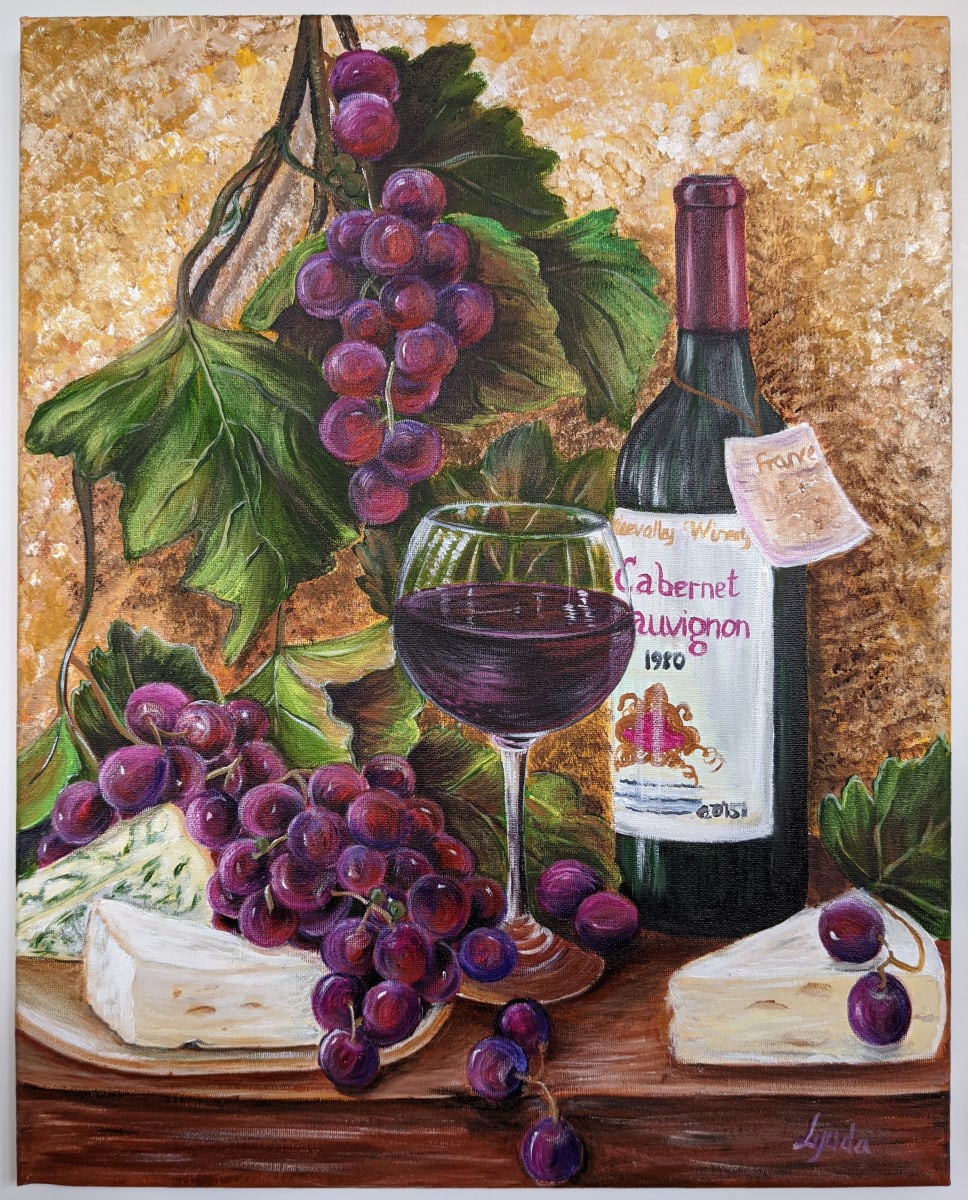 Grapes, Wine & Cheese by Lyuda Morhun 