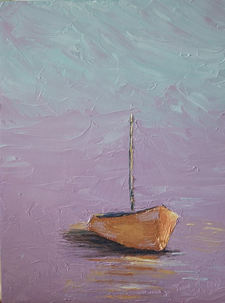 Moringing Harbor Sailboat  Image: Morning Harbor Sail Boat Painting Study
