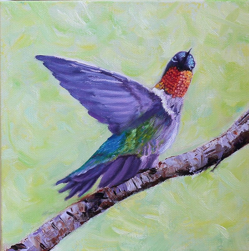 Ruby Throated Hummingbird  Image: Ruby Throated Hummingbird Oil Painting