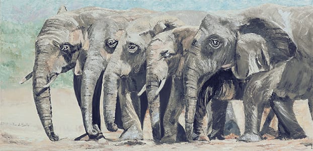 Togetherness  Image: Togetherness Elephant Herd Painting