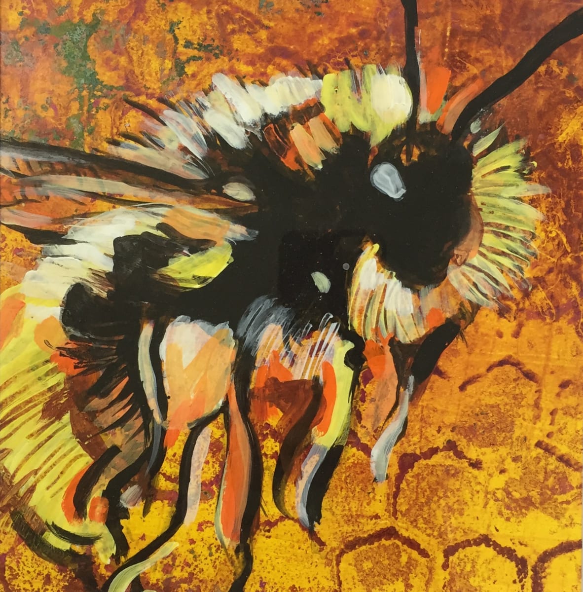 Bumble Bee  Image: Bumble Bee painted on a gelatin print background