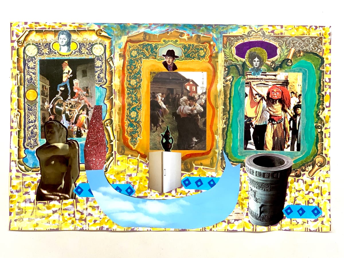 The Compliment Vice Pays to Virtue by Dan Cameron   Image: I started with images of pagan celebrations, using vintage Eastern European bookplates I'd found at an antiquarian in Buenos Aires.