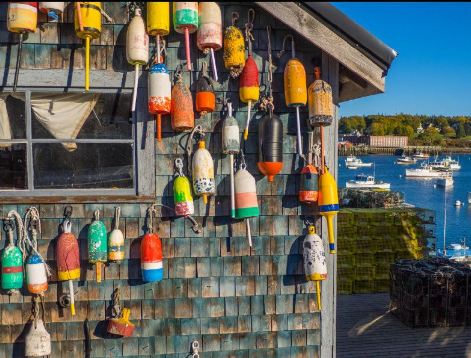 Lobster Trap Buoys, Bernard, Maine    by John Perry 