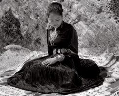 Navajo Girl Against Rocks, Saguaro National Park    by Gregory Cranwell 