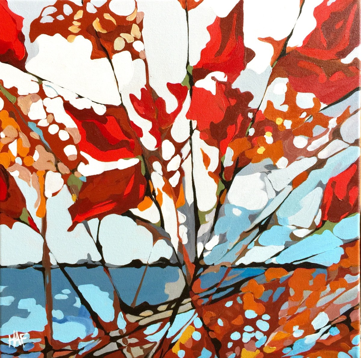 Red Poplar on Lake by Holly Ann Friesen 