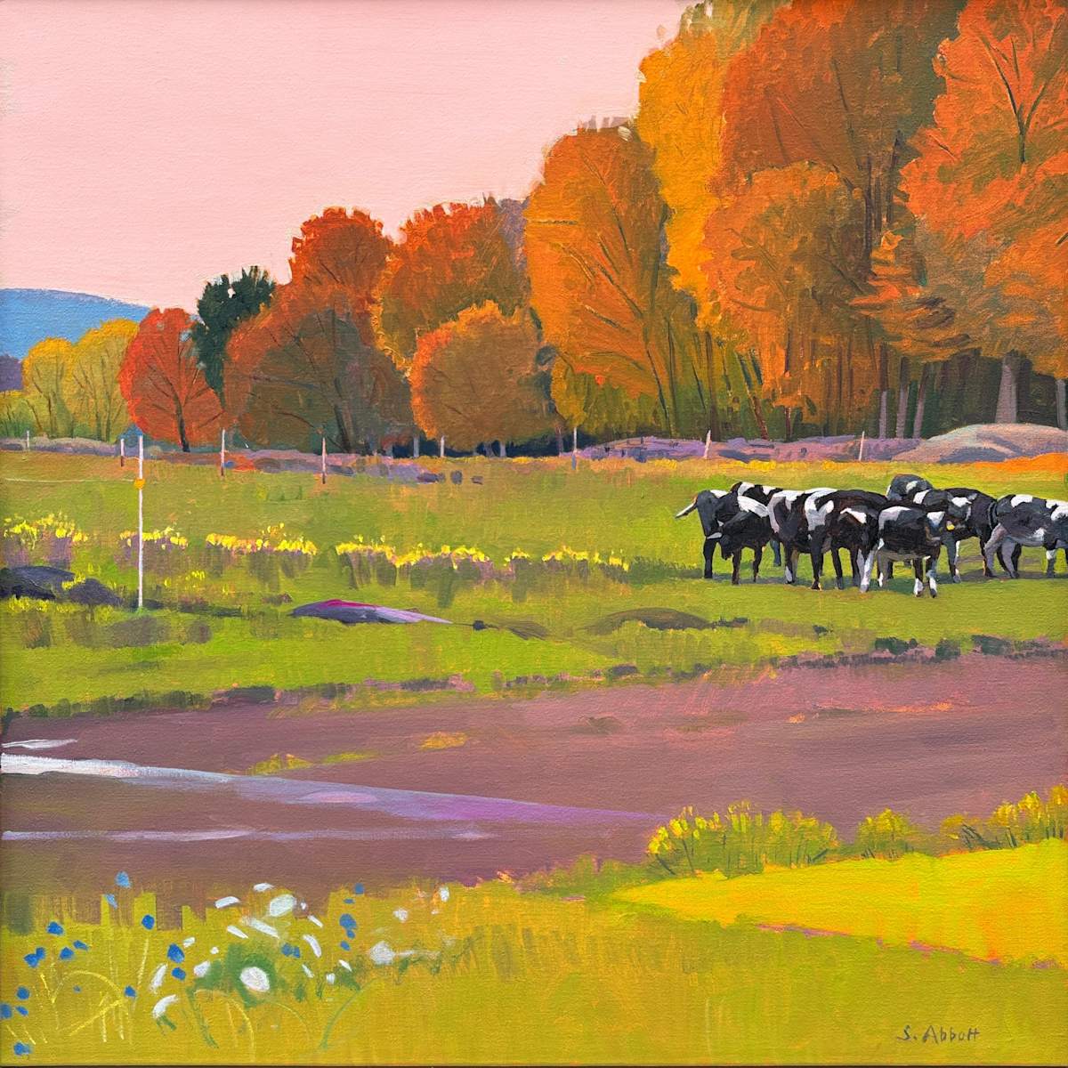 "FallField with Holsteins" by Susan Abbott, Image 3.